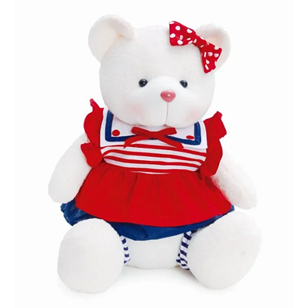 Ursa de Pelúcia G Branca com Vestido Marinheira