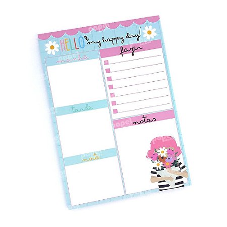 Bloco Planner Diário Menina Happy
