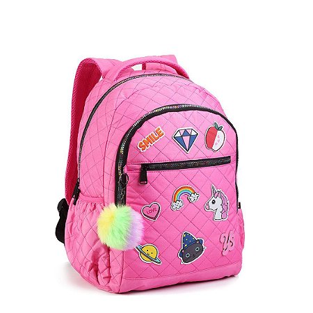 Mochila Patches Rosa- Mochilas- Papel Picado - Papel Picado - Papelaria,  presentes, Scrapbook, decoração e muito mais