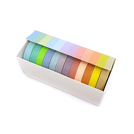 Fita Adesiva Washi Tape 12 Cores Pastel