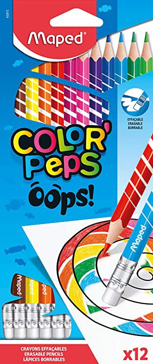 Lápis Color' Peps Oops Apagável 12 Cores