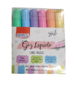 Giz Liquido Pastel 6 Cores