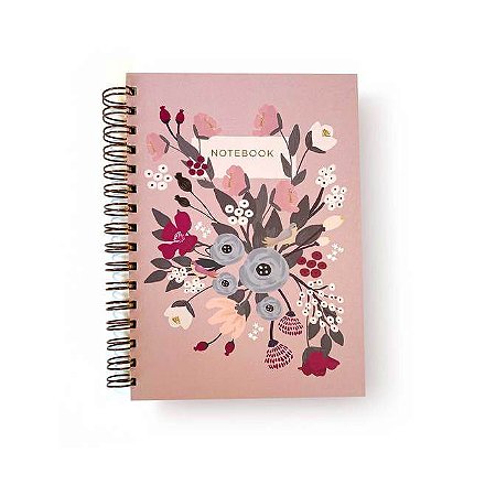 Caderno Colegial Rosa Floral
