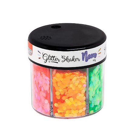 Potinho Glitter Shaker 60g- Hexágono Translucido Neon