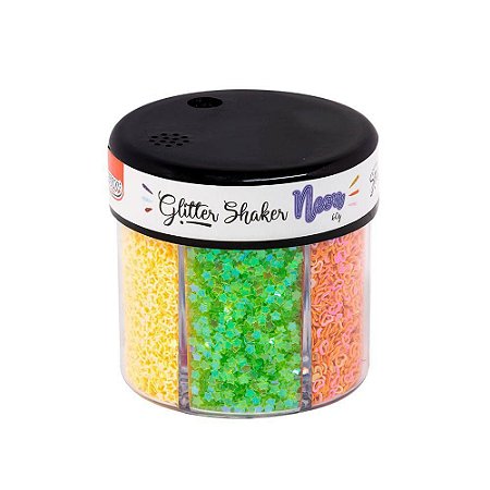 Potinho Glitter Shaker 60g- Corações e Estrelas Neon