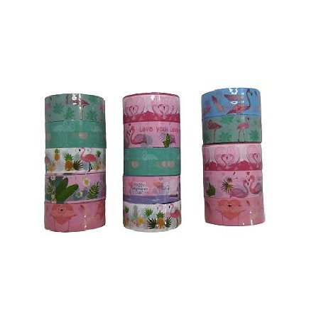 Conjunto Washi Tape Flamingos