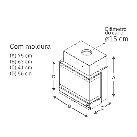 Lareira calefator a lenha - MF - VISION 63 - esquina