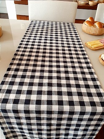 Trilho de mesa xadrez preto branco - Charme a Mesa