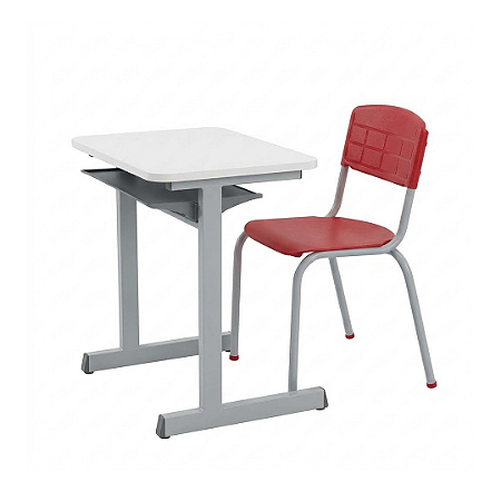 Conjunto Escolar Individual Mesa+Cadeira Tamanho Juvenil | Linha M2B CJ4 (M2BT4PL+CD-FNDE04)