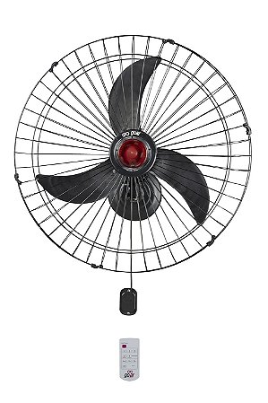 Ventilador de 70cm de Parede Preto Bivolt c/ Controle Remoto