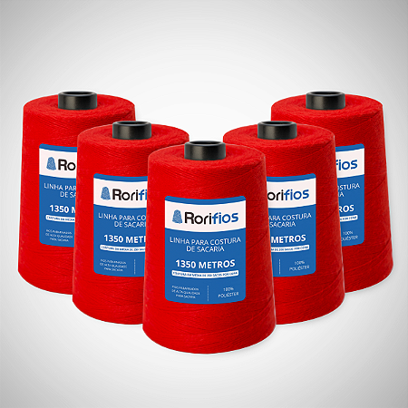 Linha para Costurar Sacaria Colorida Cone 250 g Cx c/ 10 cones VERMELHO