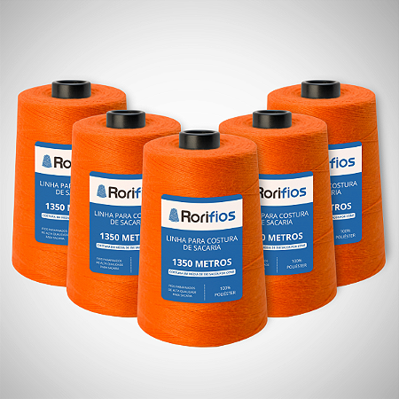 Linha para Costurar Sacaria Colorida Cone 250 g Cx c/ 10 cones Laranja