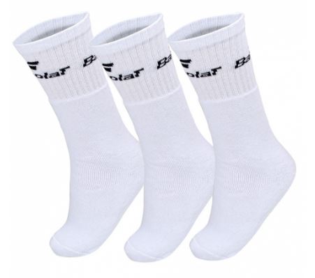 KIT 3 PARES DE MEIAS MASCULINO BABOLAT BASIC BRANCO TAM 39 A 42