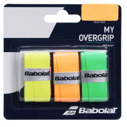 OVERGRIP BABOLAT MY GRIP LARANJA/VERDE/AMARELO COM 3 UNIDADES