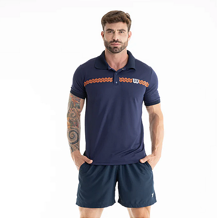 CAMISA POLO MASCULINA WILSON SLAM PIQUE AZUL MARINHO