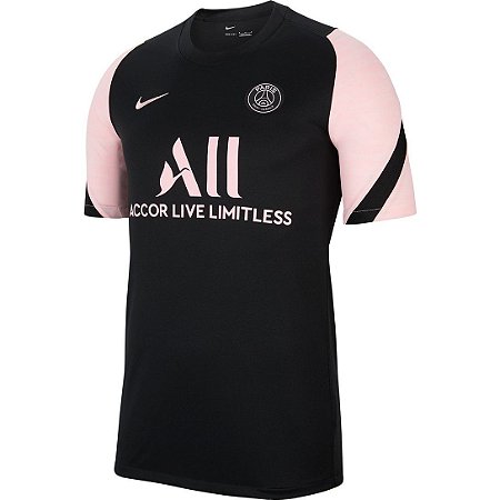 Camisa Paris Saint-Germain Treino 21/22 Nike Masculina - Preto+Rosa - BF  Store PR