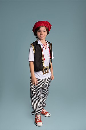 CONJUNTO PIRATA - CALÇA COM CAMISETA E COLETE