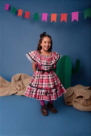 VESTIDO JUNINO XADREZ CIGANINHA