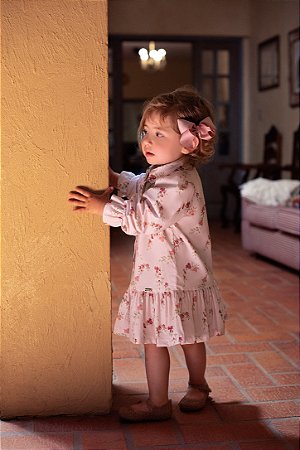 VESTIDO DE TRICOLINE ROSAS