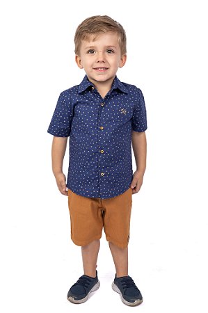 CONJ BERMUDA SARJA COM CAMISA ESTAMPADA