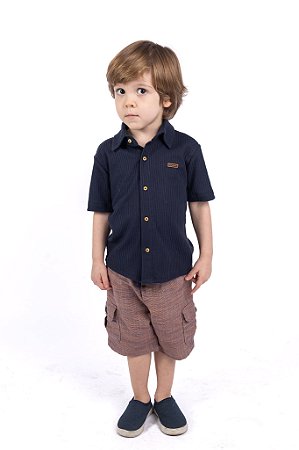 CONJ BERMUDA MAQUINETADA COM CAMISA MALHA CANELADA