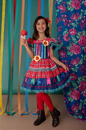 VESTIDO JUNINO BANDEIRINHAS