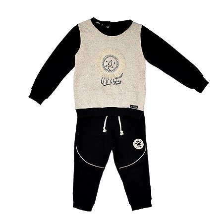 CONJ CALÇA E BLUSA MOLETOM LEAOZINHO