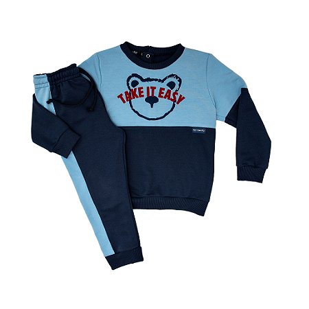 CONJ CALÇA E BLUSA MOLETOM URSO