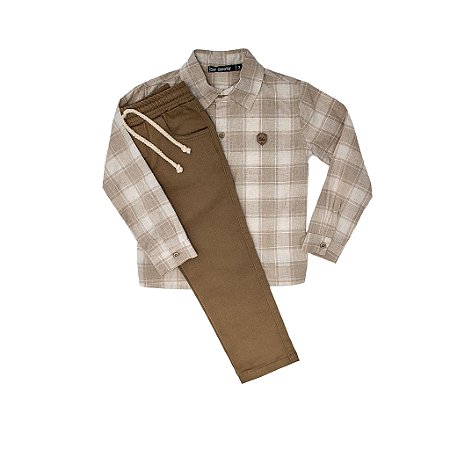 CONJ CAMISA XADREZ E CALÇA JEANS