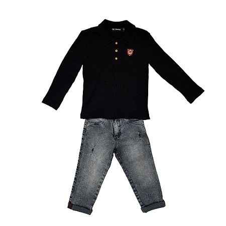 CONJ CALÇA JEANS COM POLO MANGA LONGA