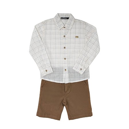 CONJ CAMISA XADREZ E BERMUDA JEANS