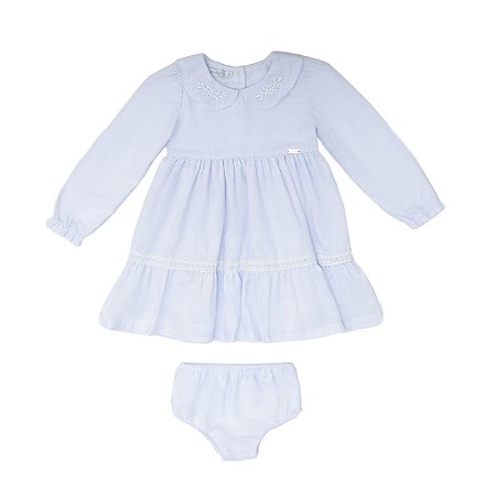 VESTIDO GOLA BORDADA BATIZADO