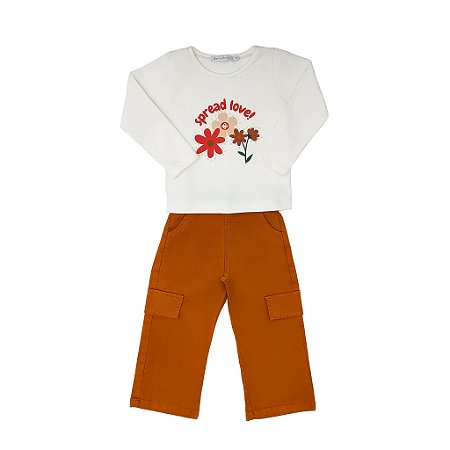 CONJ CALÇA COM BLUSA DE COTTON FLORES