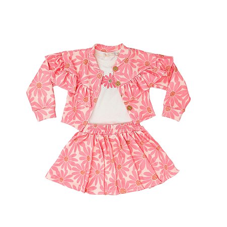 CONJ SAIA E JAQUETA COM BLUSINHA DE COTTON