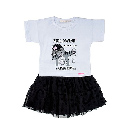 CONJ SAIA DE TULE CORAÇAO COM BLUSINHA