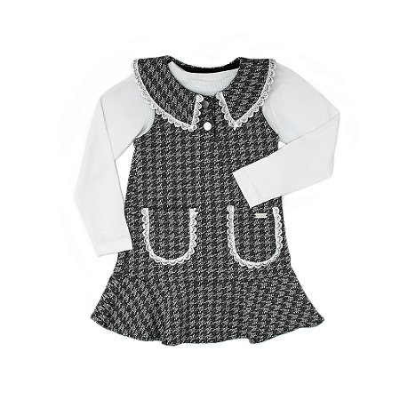 VESTIDO COM BLUSA CANELADA MANGA LONGA