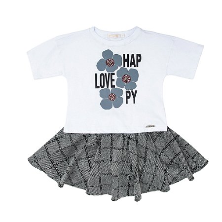 CONJ SAIA GODÊ E TSHIRT FLORES