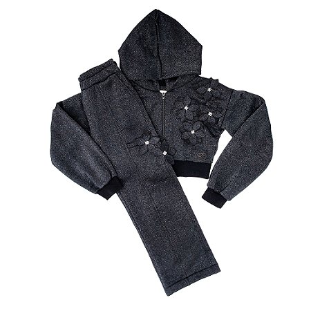 CONJ JAQUETA E CALÇA MOLETOM BRILHO