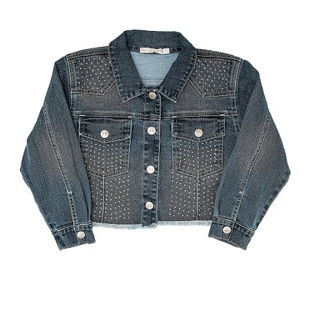 JAQUETA JEANS COM STRASS