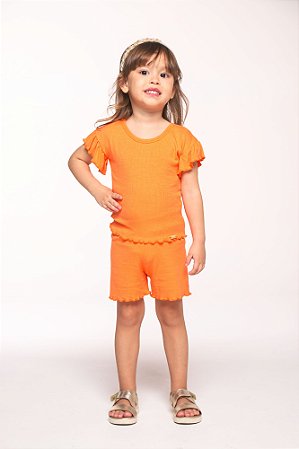 Conjunto shorts e blusa canelada