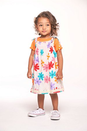 Conjunto vestido viscose com blusa canelada