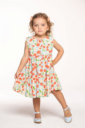 Vestido viscose estampado cherry