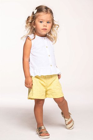Conjunto shorts de laise com regata tricoline