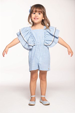 Macaquinho listrado com babado