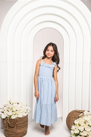 Vestido listrado longo