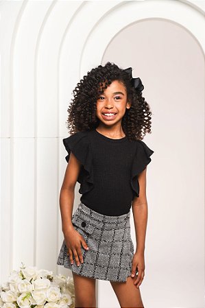 Conjunto shorts saia com blusa malha quebec