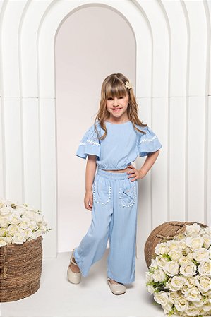 Conjunto calça de cropped viscose julia