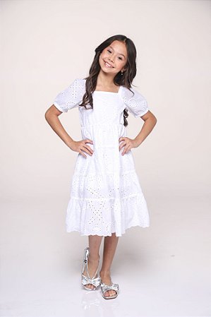 Vestido de manga laise babado