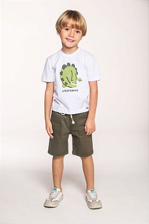 Conjunto bermusa sarja e camiseta dino