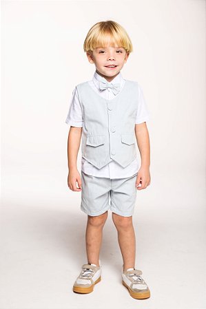 Conjunto batizado calca camisa e colete